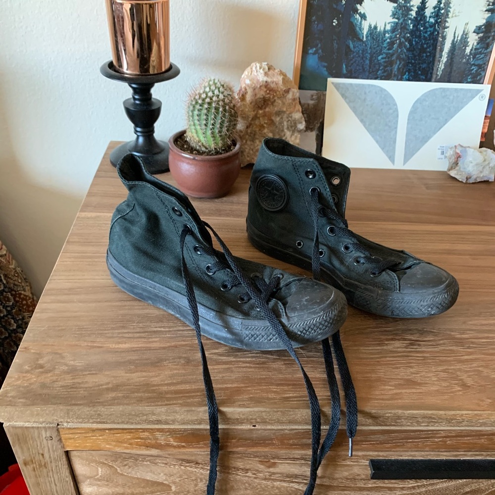 High Rise Black Converse - Size Womens 6, Mens 4